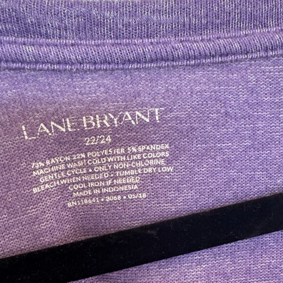 Lane Bryant Purple V-Neck Tunic Tee 3/4 Length Sleeves Lightweight EUC Casual - Picture 3 of 6